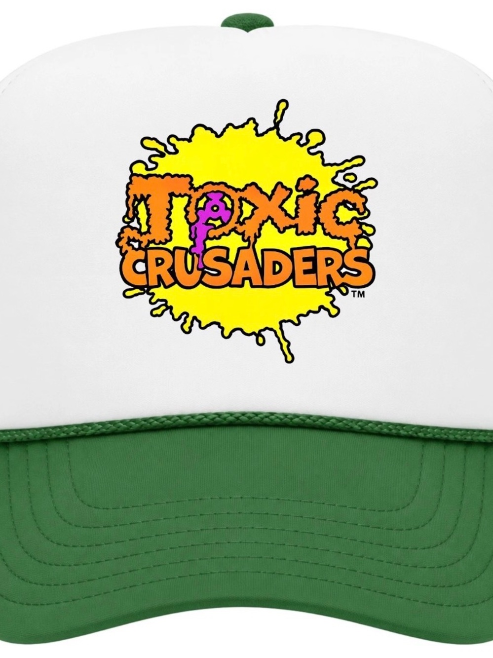 Toxic Crusaders Mens Trucker Hat Green Snapback Toxic Avenger 90s Animated Cap